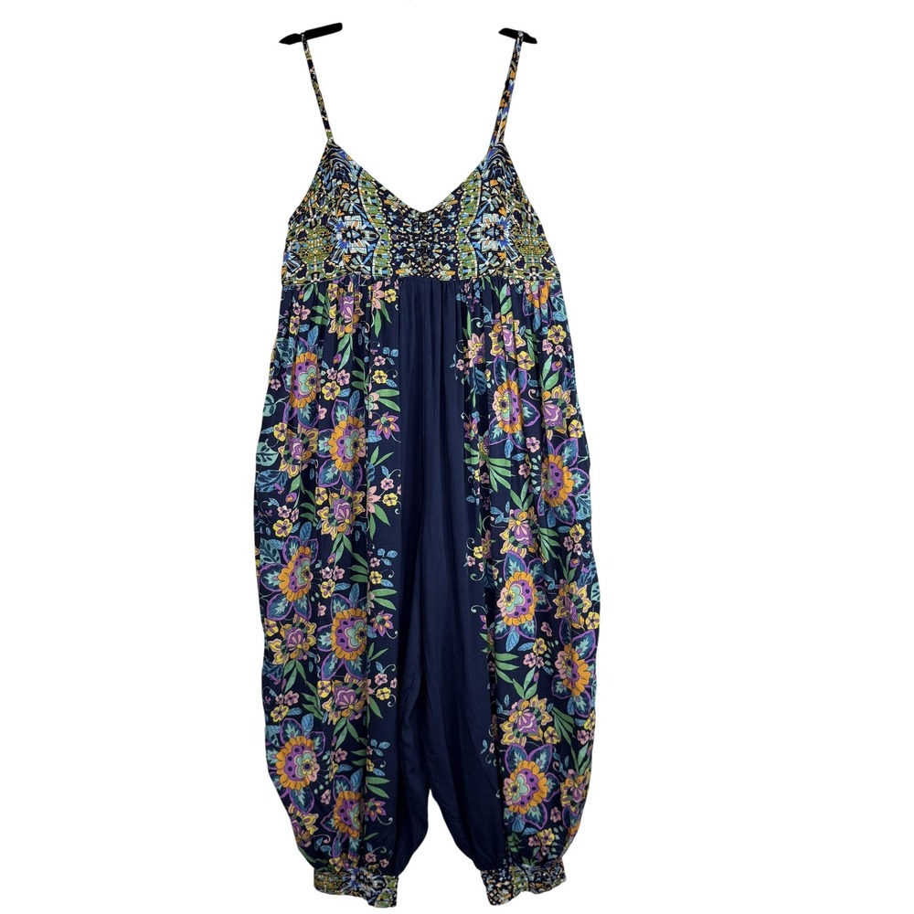 Anthropologie Floral Jumpsuit - Blue and Multicolor
